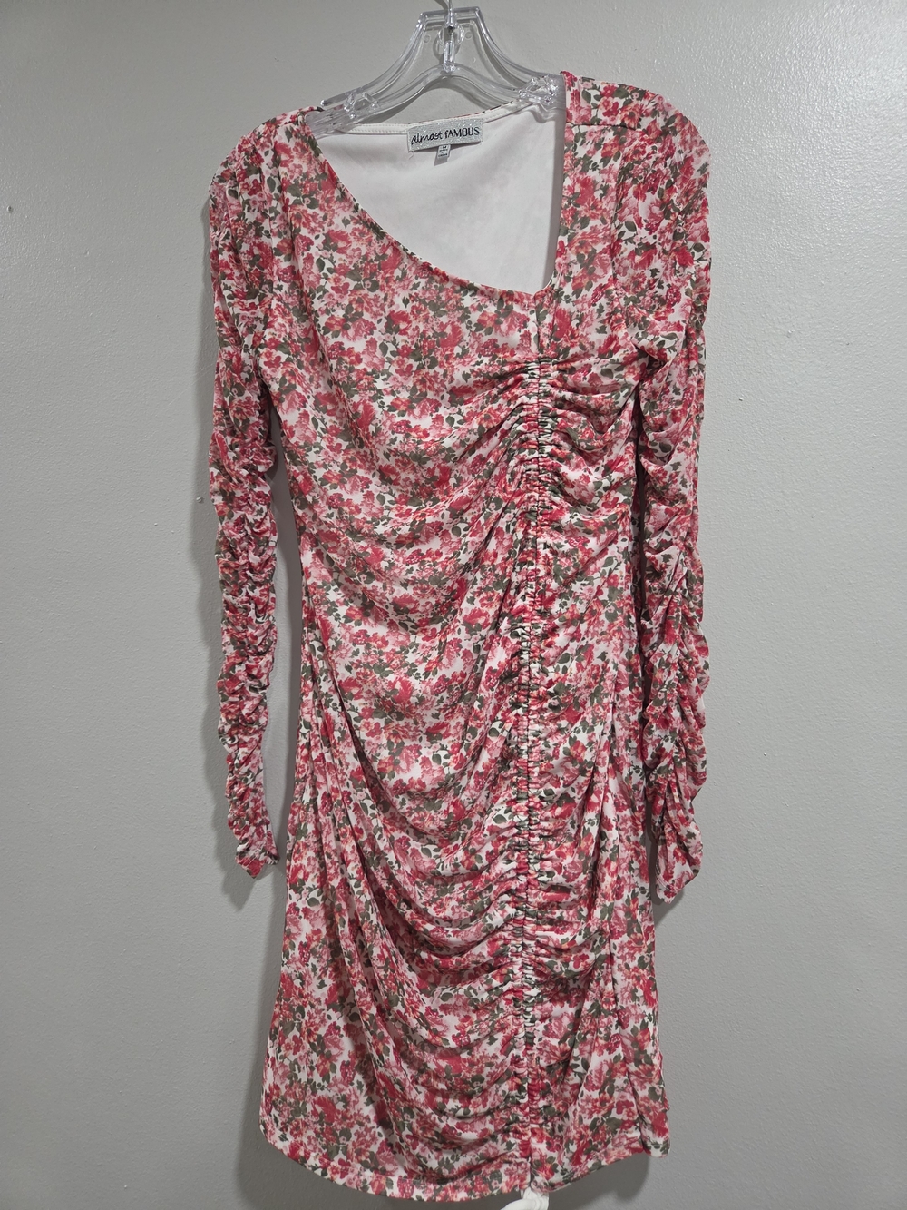 Almost Famous Floral One-Shoulder Ruched Mini Dress - Picture 6 of 6